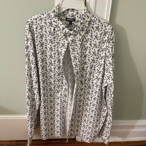 Express White and Black Casual Button Down Shirt
